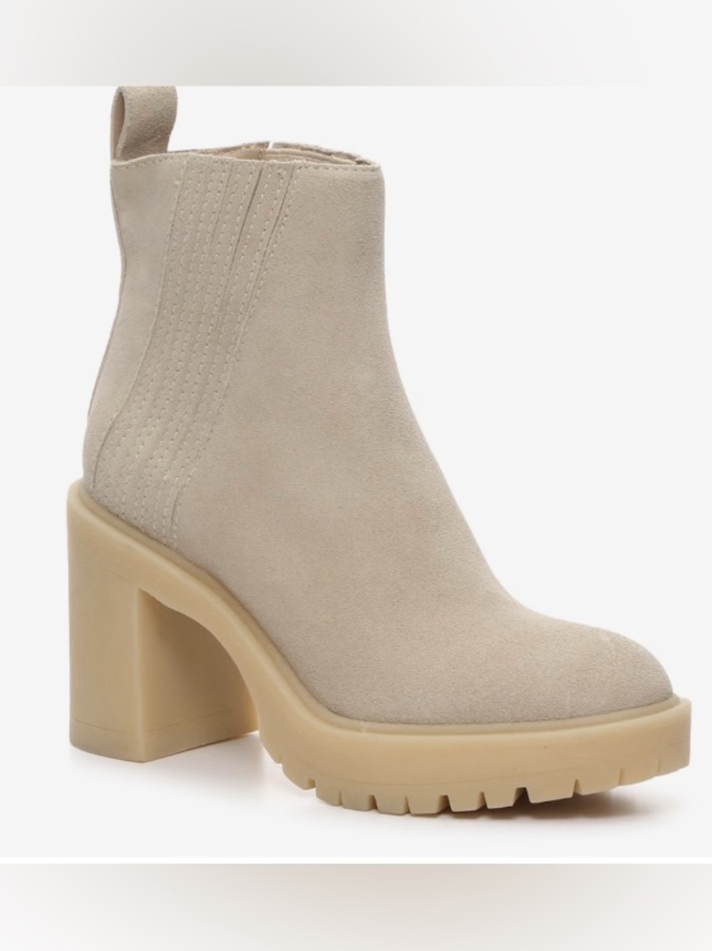 Women’s DOLCE VITA Celia taupe suede chunky block heeled platform boots- Size 7